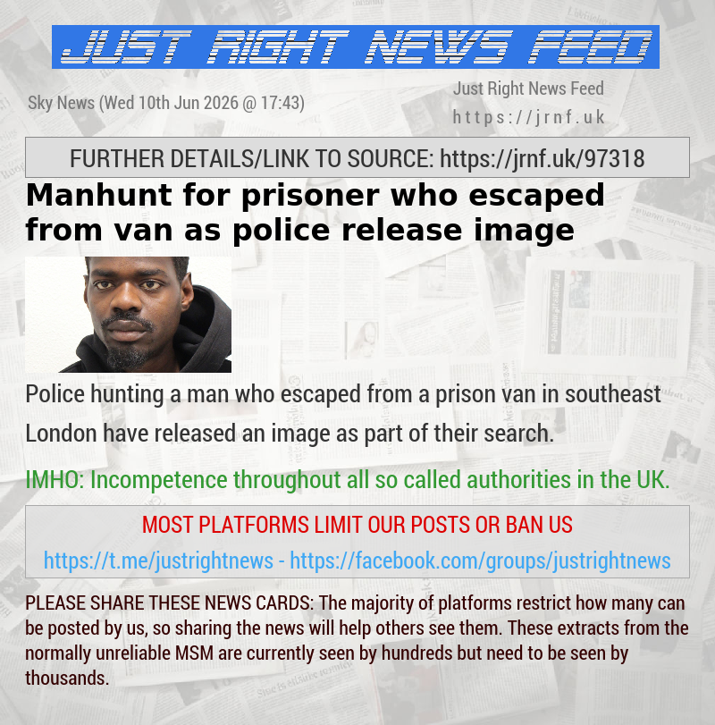 Manhunt for prisoner who escaped from van as police release image