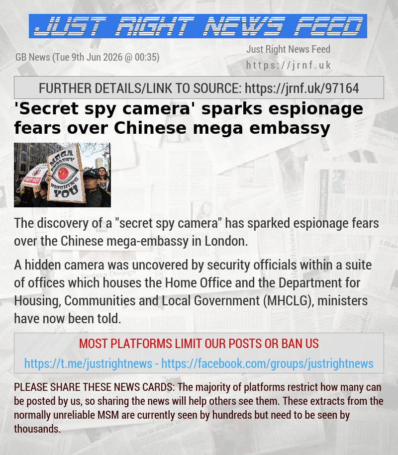 ’Secret spy camera’ sparks espionage fears over Chinese mega—embassy