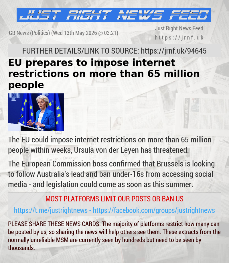 EU prepares to impose internet restrictions on more than 65 million people