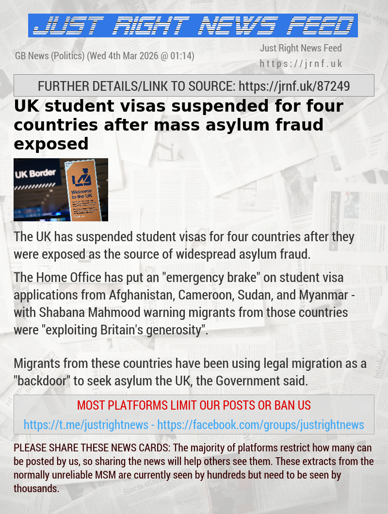 UK student visas suspended for four countries after mass asylum fraud exposed