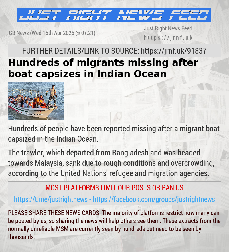 Hundreds of migrants missing after boat capsizes in Indian Ocean