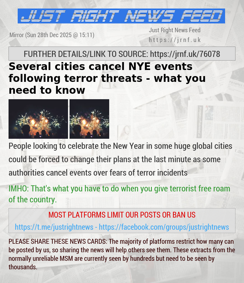 Several cities cancel NYE events following terror threats — what you need to know