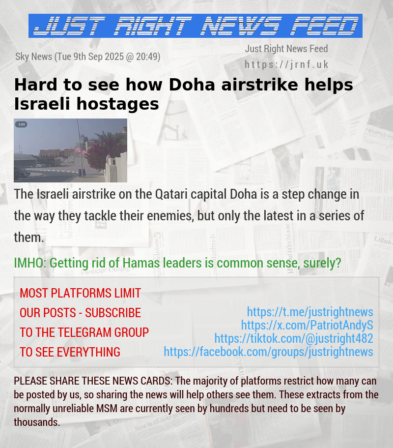 Hard to see how Doha airstrike helps Israeli hostages