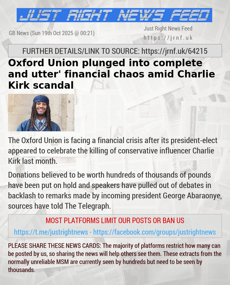 Oxford Union plunged into ‘complete and utter’ financial chaos amid Charlie Kirk scandal