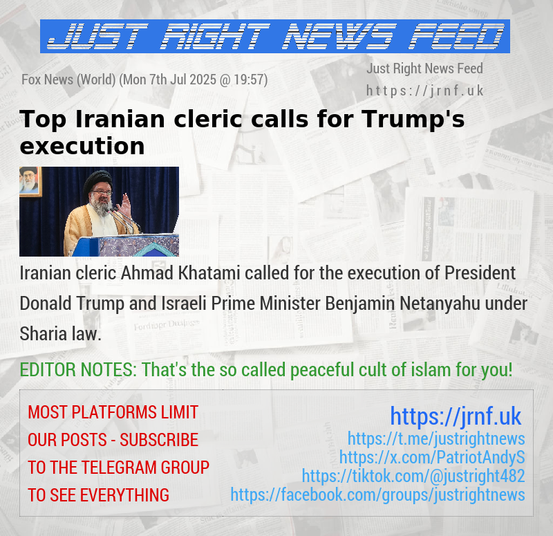 Top Iranian cleric calls for Trump’s execution