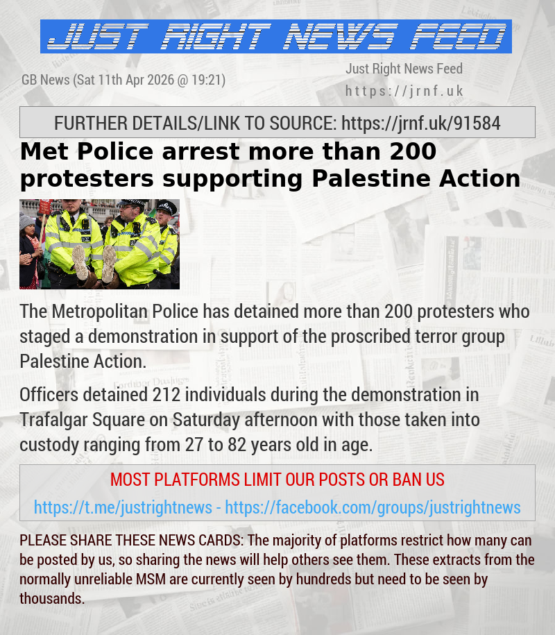 Met Police arrest more than 200 protesters supporting Palestine Action