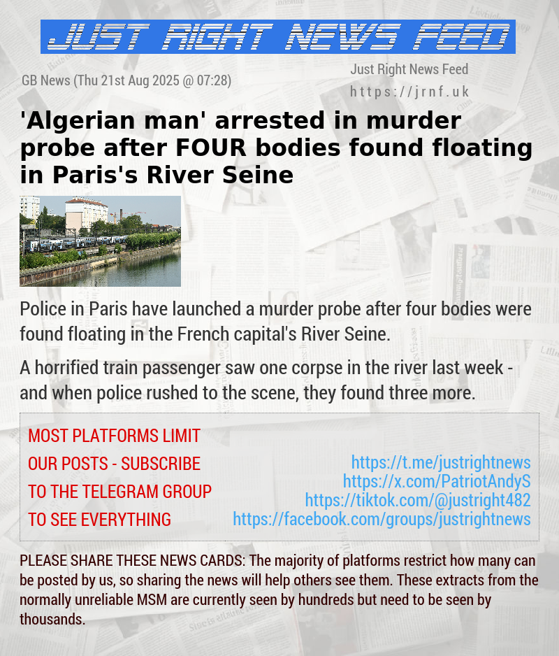 ’Algerian man’ arrested in murder probe after FOUR bodies found floating in Paris’s River Seine