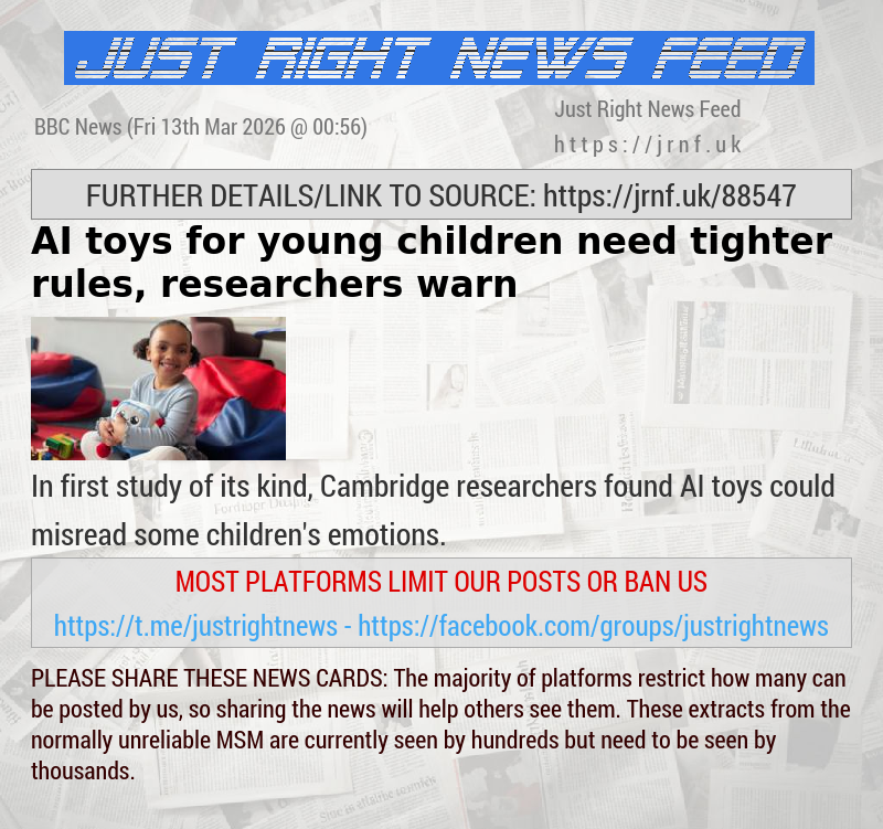 AI toys for young children need tighter rules, researchers warn