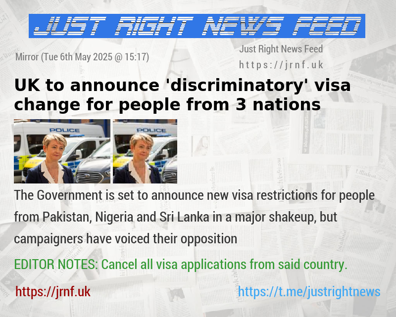 UK to announce ’discriminatory’ visa change for people from 3 nations