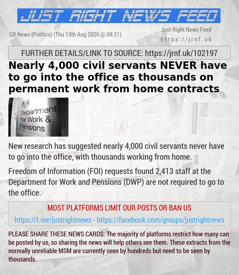 Nearly 4,000 civil servants NEVER have to go into the office as thousands on permanent work from home contracts