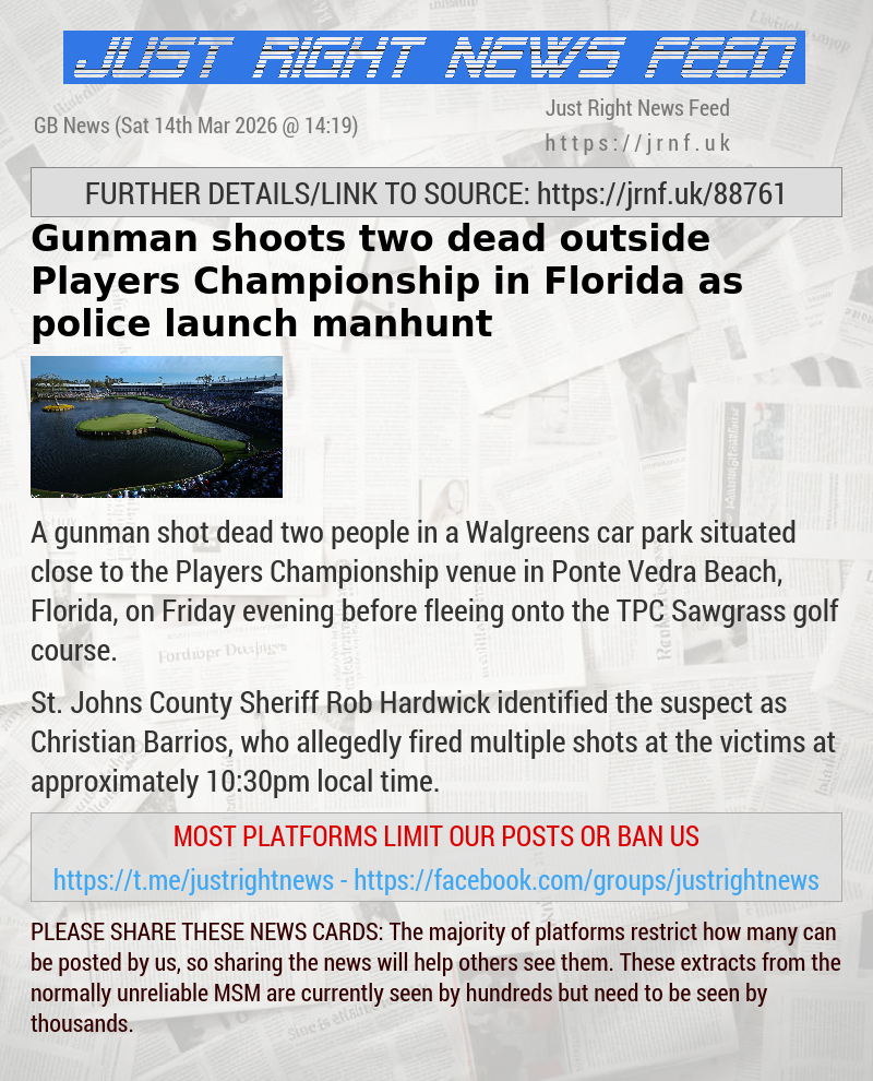 Gunman shoots two dead outside Players Championship in Florida as police launch manhunt