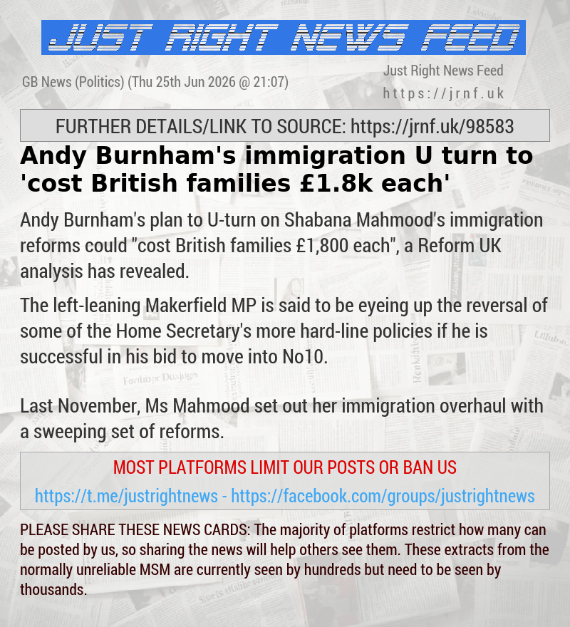 Andy Burnham’s immigration U—turn to ’cost British families &pound;1.8k each’