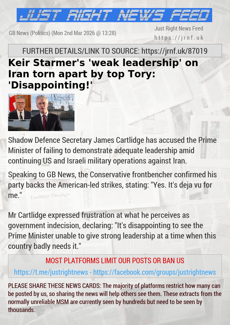 Keir Starmer’s ’weak leadership’ on Iran torn apart by top Tory: ’Disappointing!’