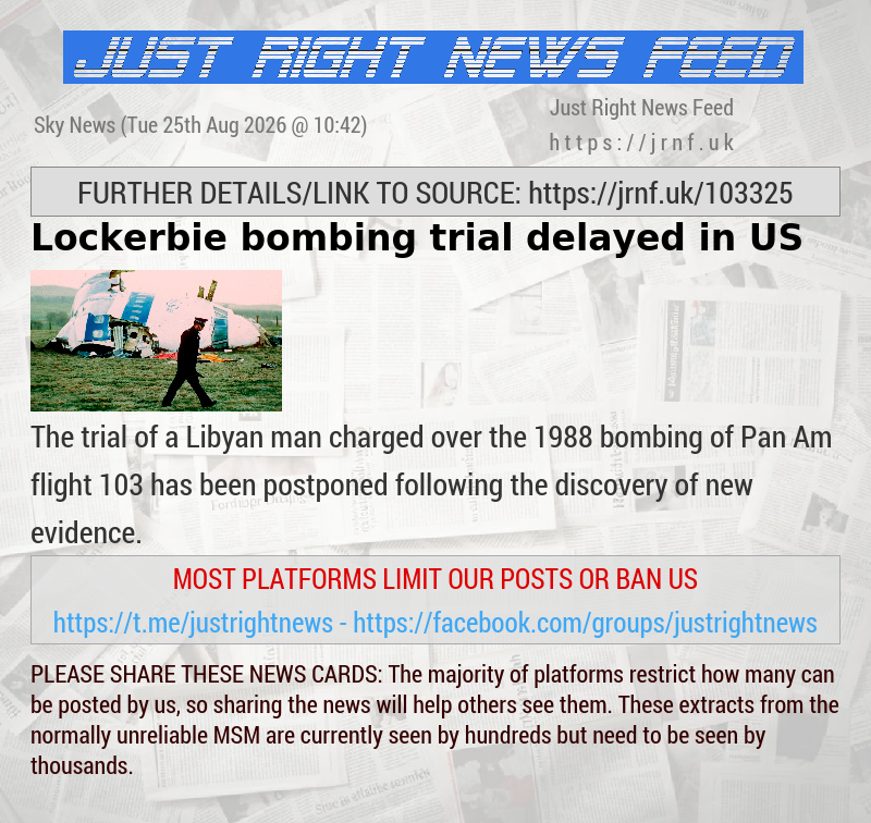 Lockerbie bombing trial delayed in US