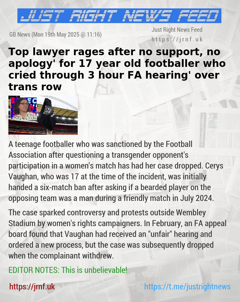 Top lawyer rages after ‘no support, no apology’ for 17—year—old footballer who ‘cried through 3—hour FA hearing’ over trans row