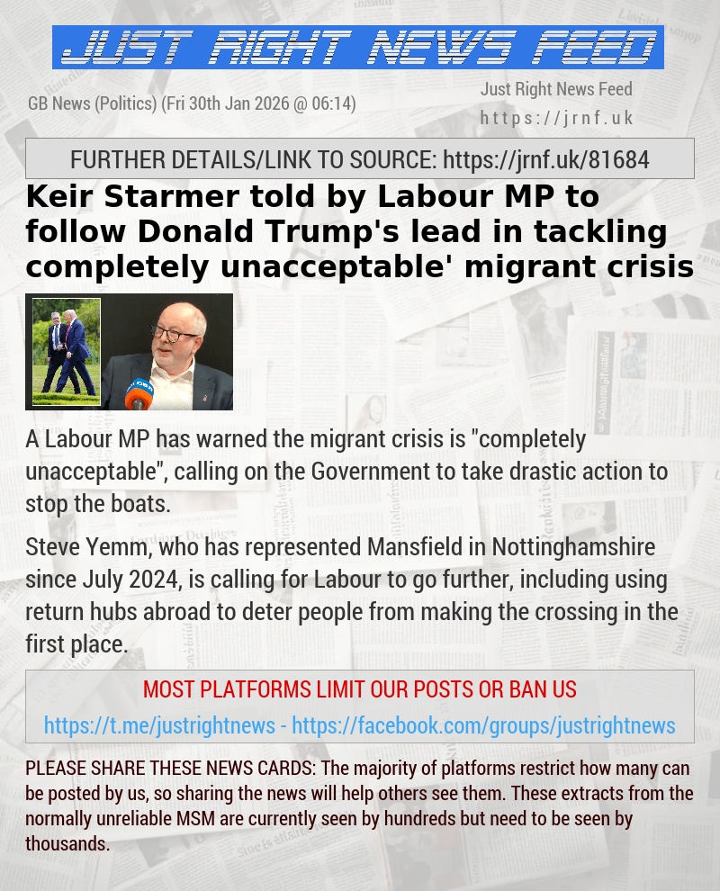 Keir Starmer told by Labour MP to follow Donald Trump’s lead in tackling ‘completely unacceptable’ migrant crisis