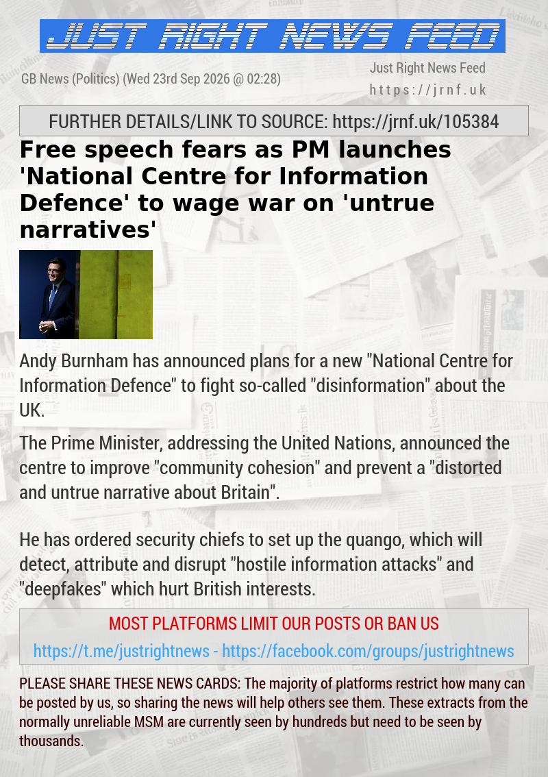 Free speech fears as PM launches ’National Centre for Information Defence’ to wage war on ’untrue narratives’