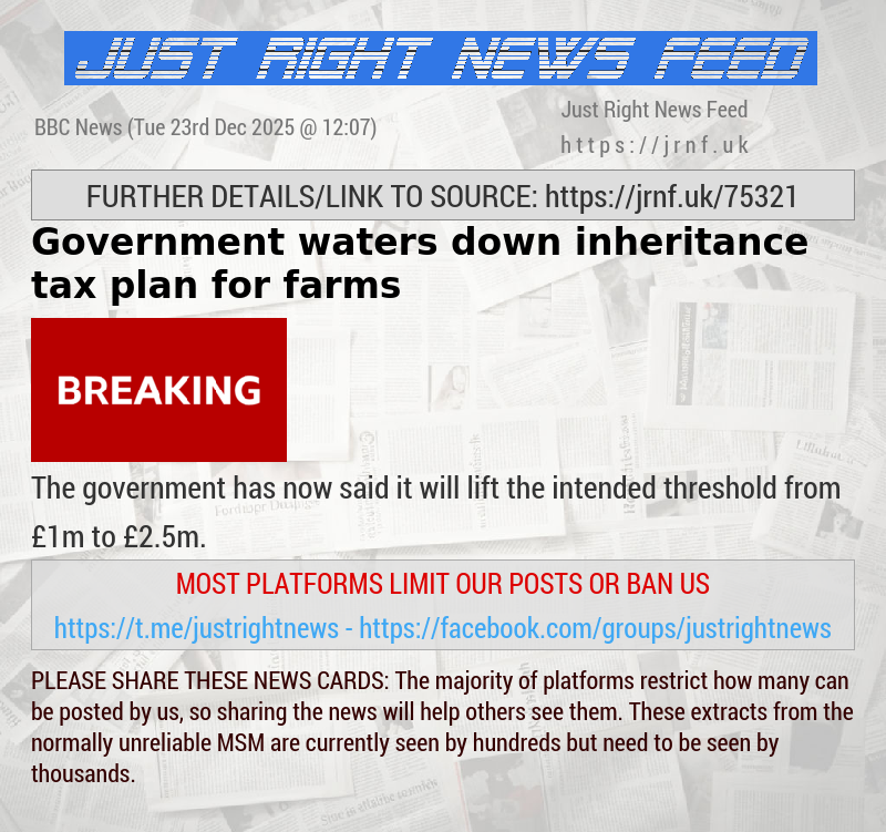 Government waters down inheritance tax plan for farms