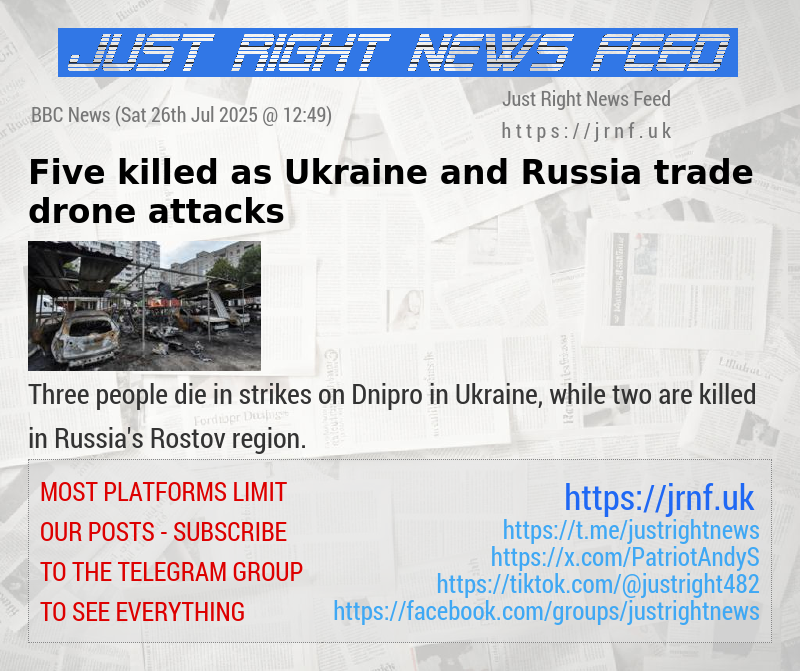 Five killed as Ukraine and Russia trade drone attacks