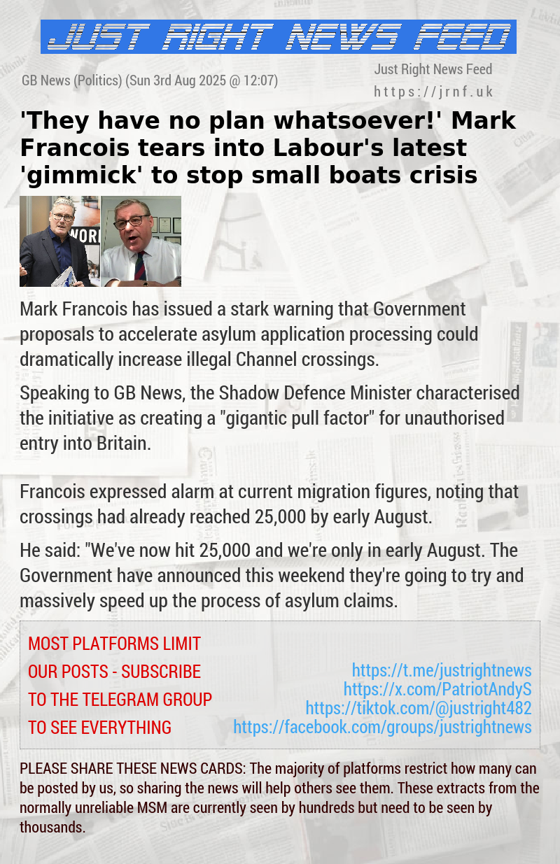 ’They have no plan whatsoever!’ Mark Francois tears into Labour’s latest ’gimmick’ to stop small boats crisis