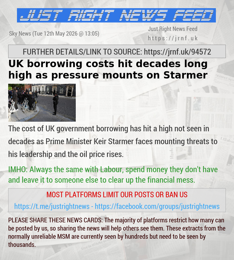 UK borrowing costs hit decades long high as pressure mounts on Starmer