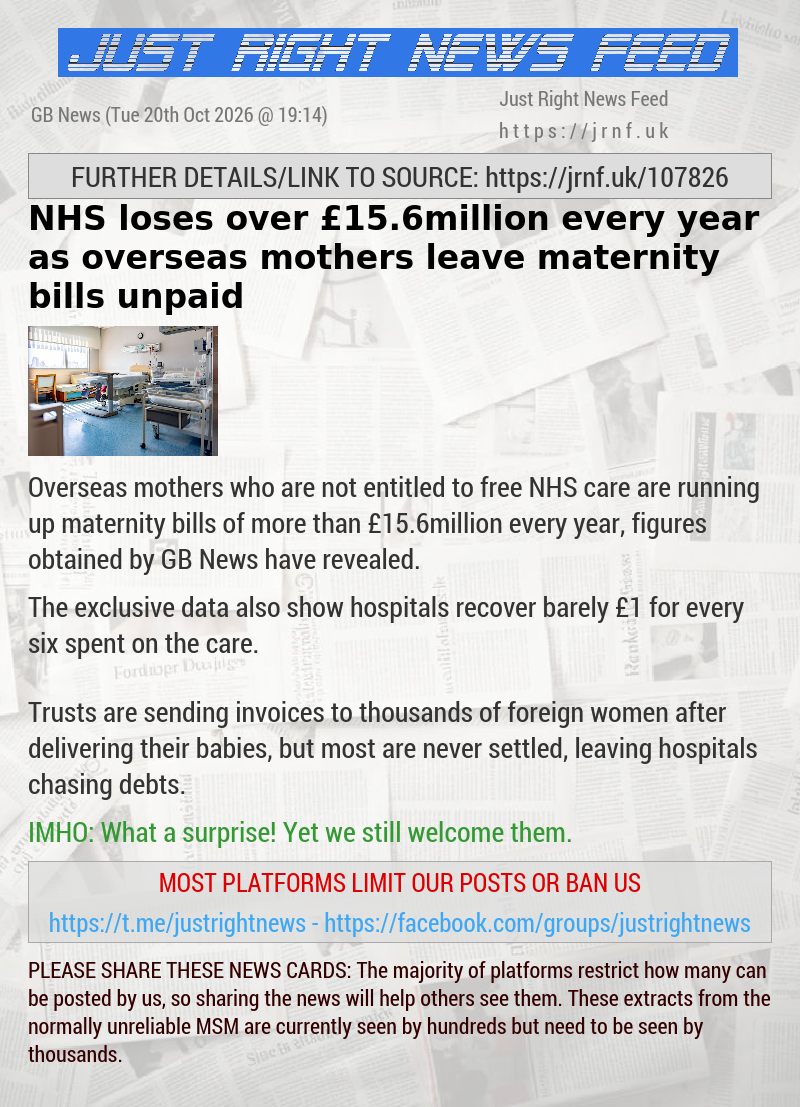 NHS loses over &pound;15.6million every year as overseas mothers leave maternity bills unpaid