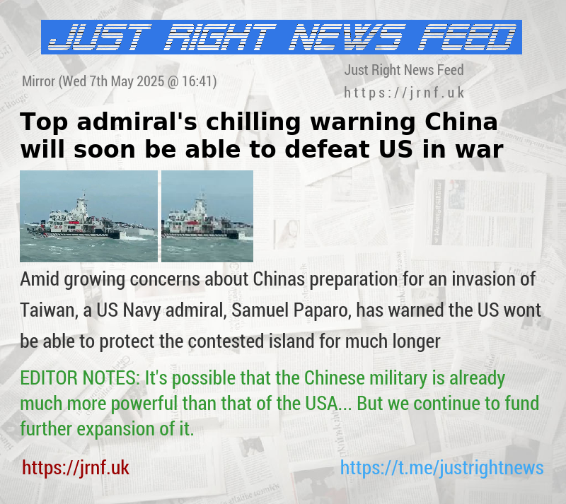 Top admiral’s chilling warning China will soon be able to defeat US in war