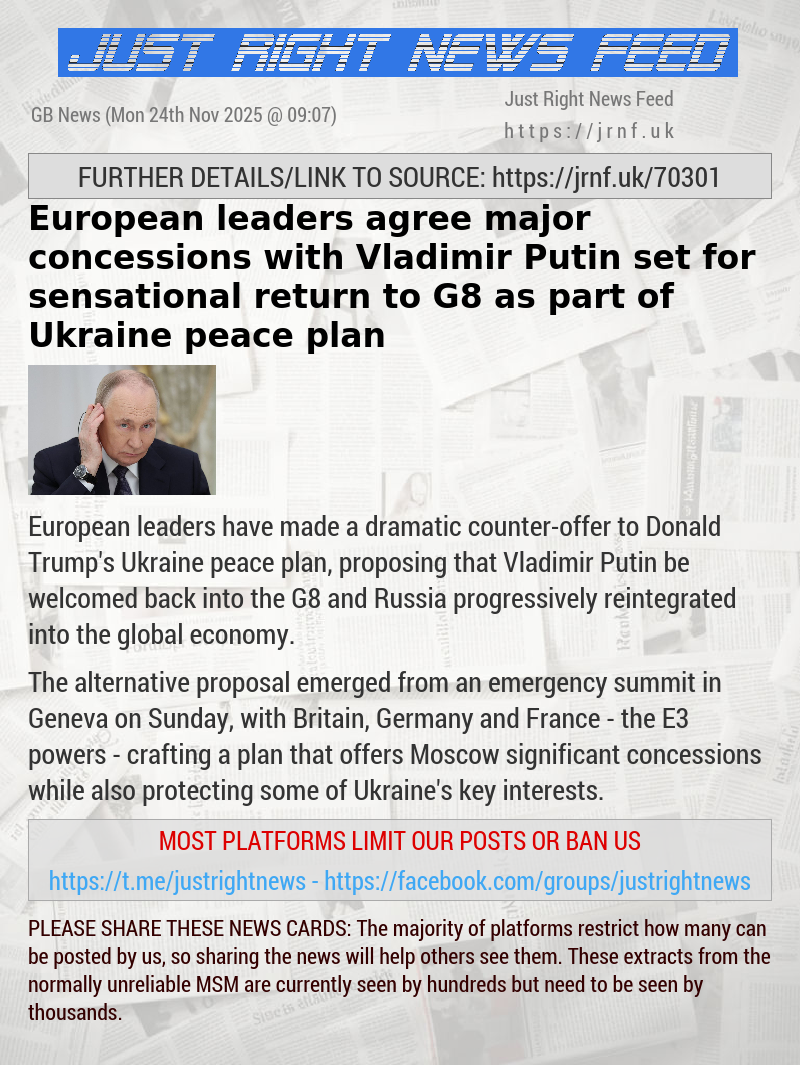 European leaders agree major concessions with Vladimir Putin set for sensational return to G8 as part of Ukraine peace plan