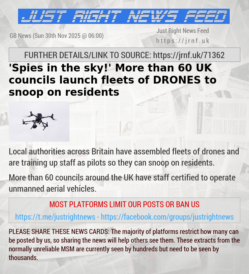 ’Spies in the sky!’ More than 60 UK councils launch fleets of DRONES to snoop on residents