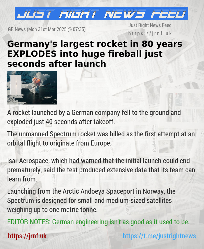 Germany’s largest rocket in 80 years EXPLODES into huge fireball just seconds after launch