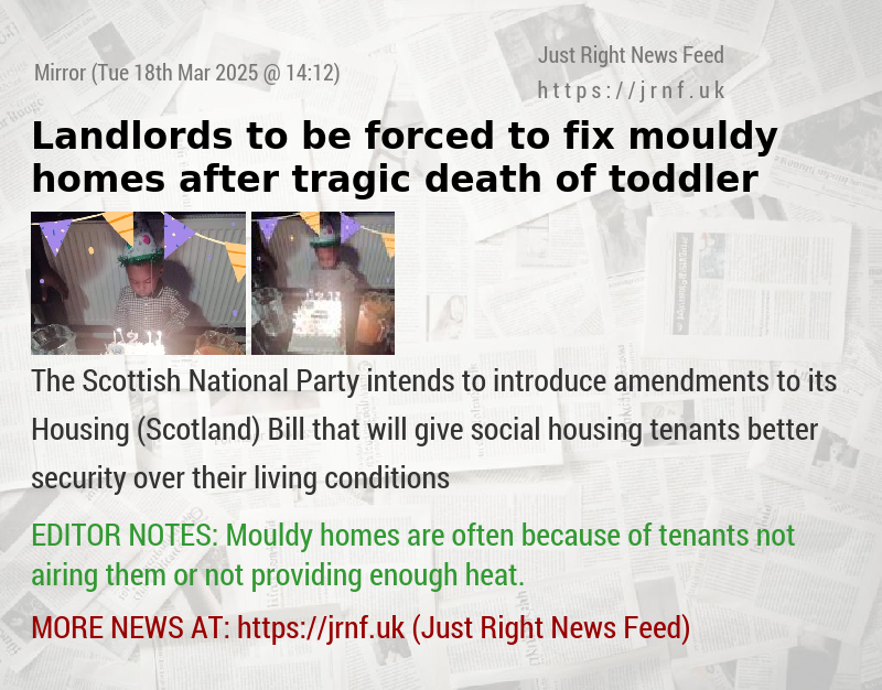 Landlords to be forced to fix mouldy homes after tragic death of toddler