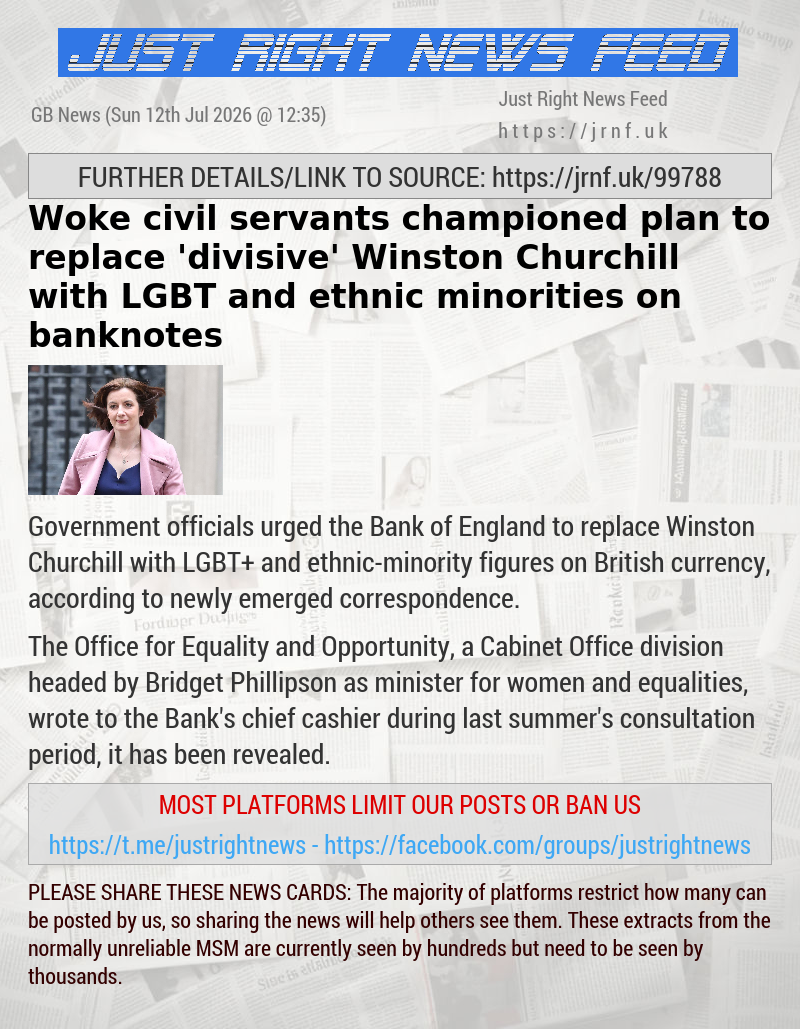 Woke civil servants championed plan to replace ’divisive’ Winston Churchill with LGBT and ethnic minorities on banknotes