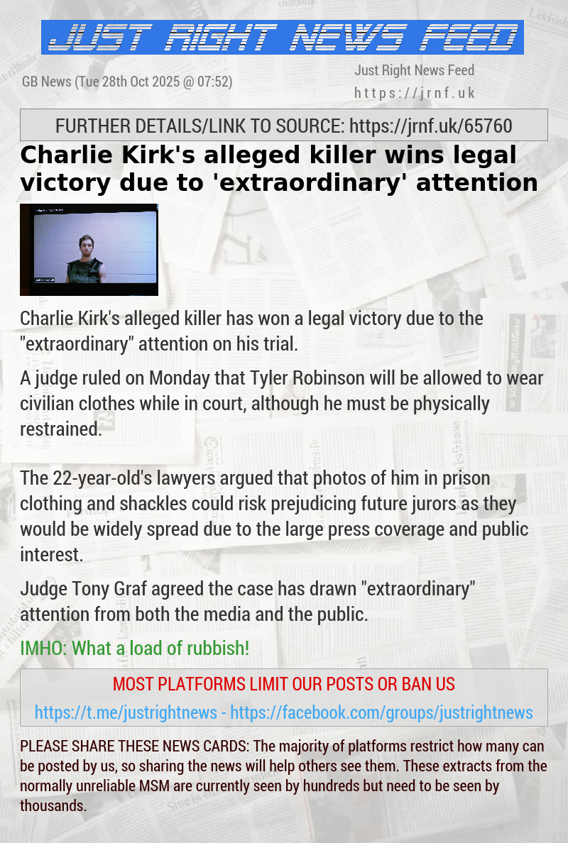 Charlie Kirk’s alleged killer wins legal victory due to ’extraordinary’ attention