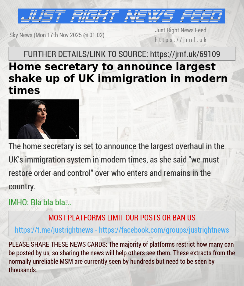 Home secretary to announce largest shake up of UK immigration in modern times