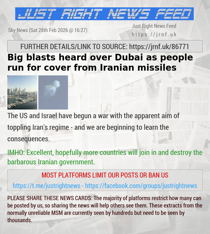 Big blasts heard over Dubai as people run for cover from Iranian missiles