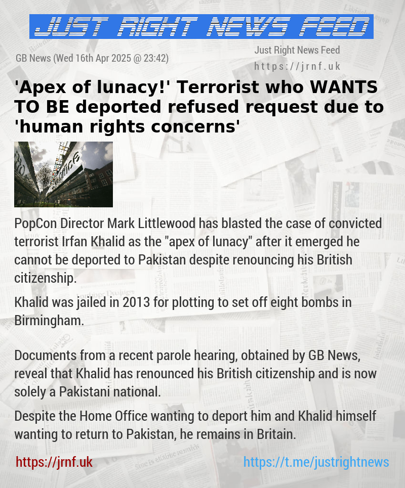 ’Apex of lunacy!’ Terrorist who WANTS TO BE deported refused request due to ’human rights concerns’