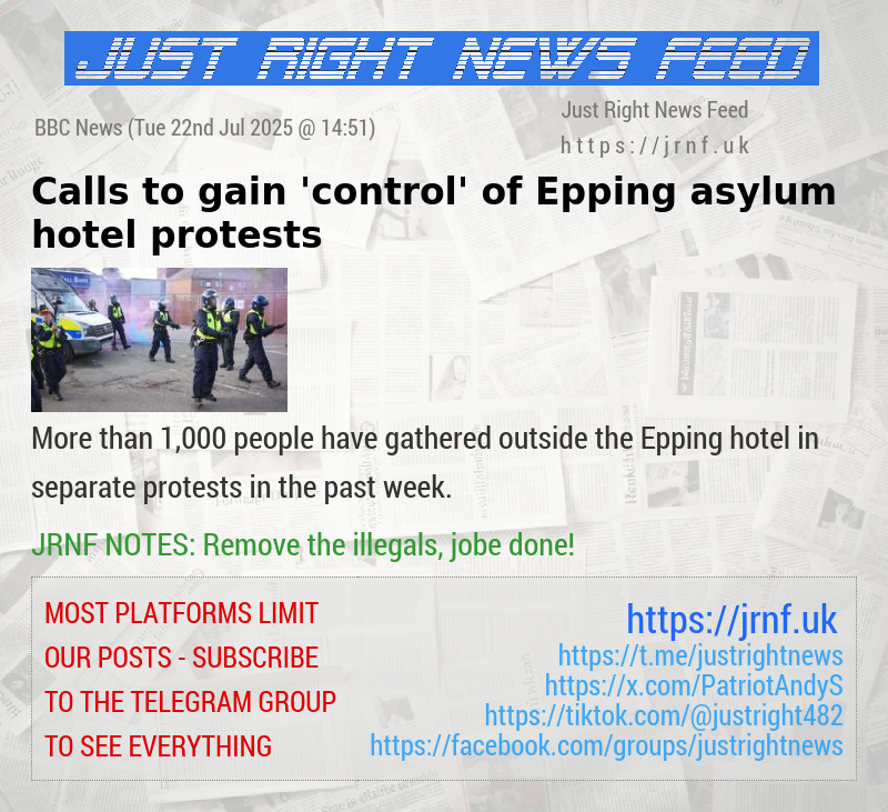 Calls to gain ’control’ of Epping asylum hotel protests