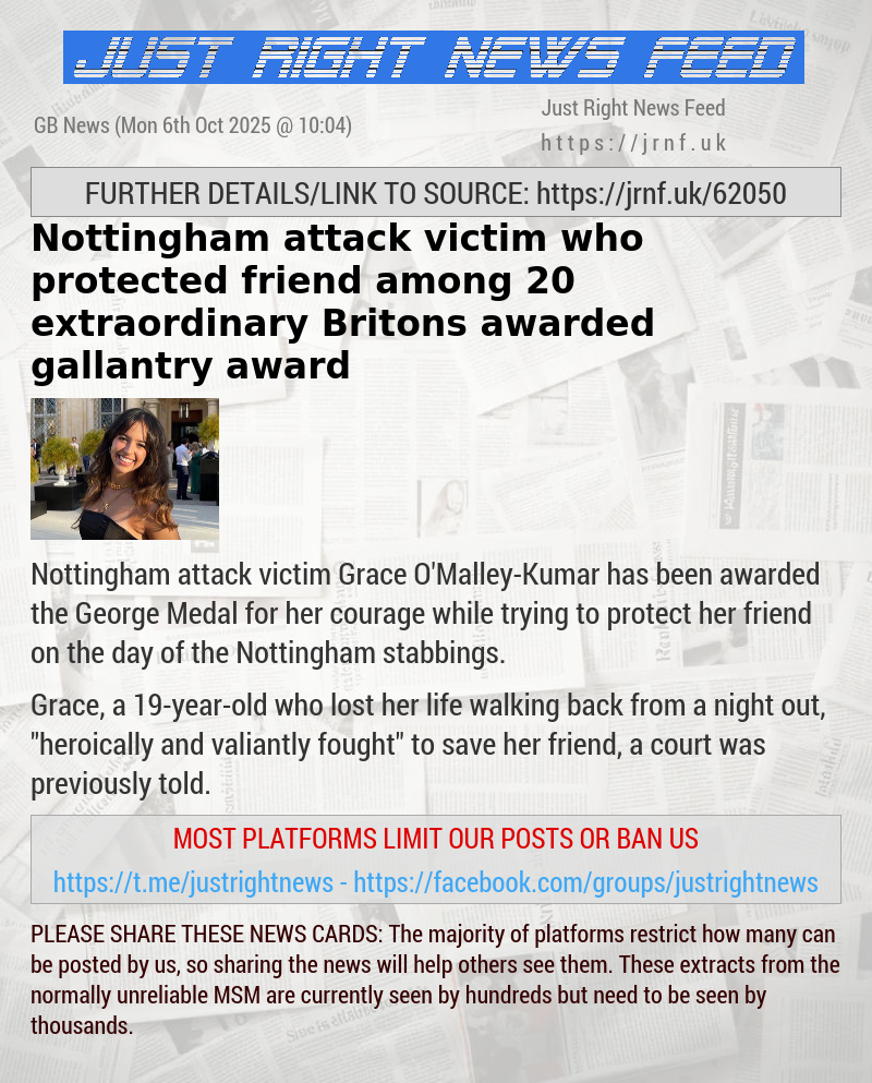 Nottingham attack victim who protected friend among 20 extraordinary Britons awarded  gallantry award