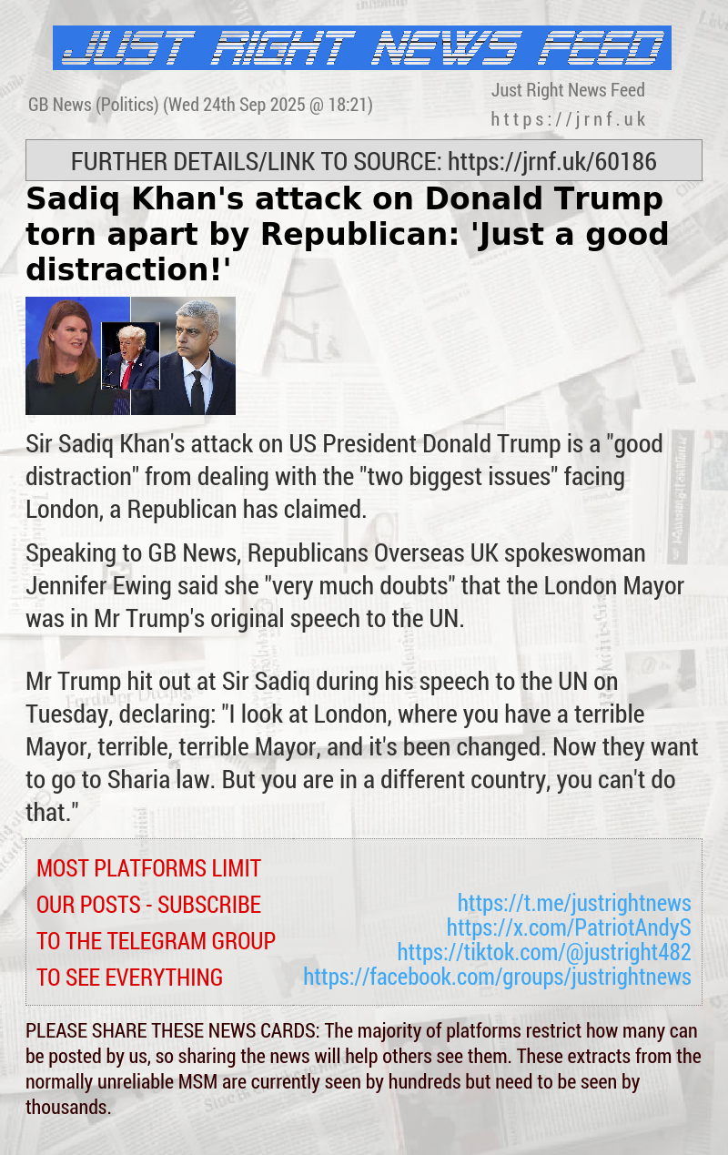 Sadiq Khan’s attack on Donald Trump torn apart by Republican: ’Just a good distraction!’