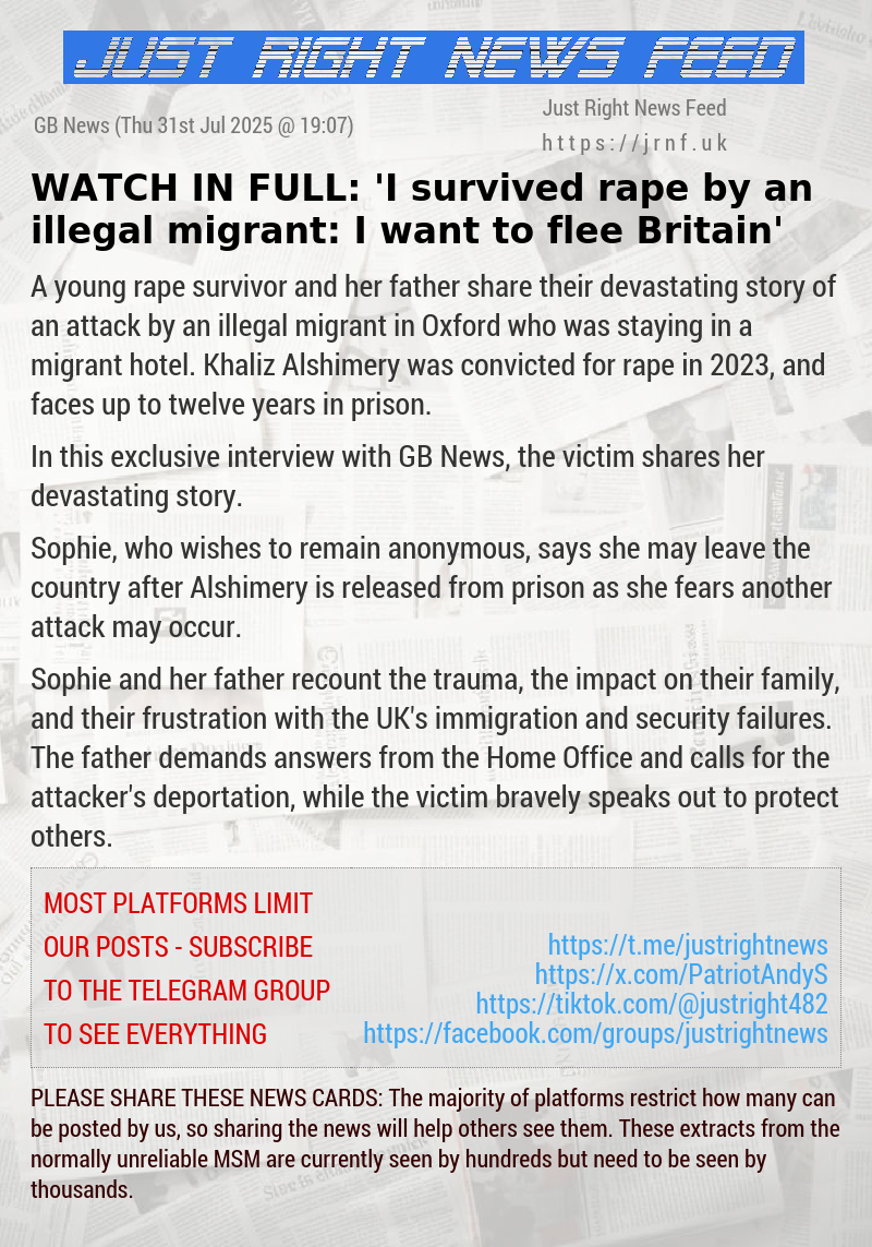 WATCH IN FULL: ’I survived rape by an illegal migrant: I want to flee Britain’