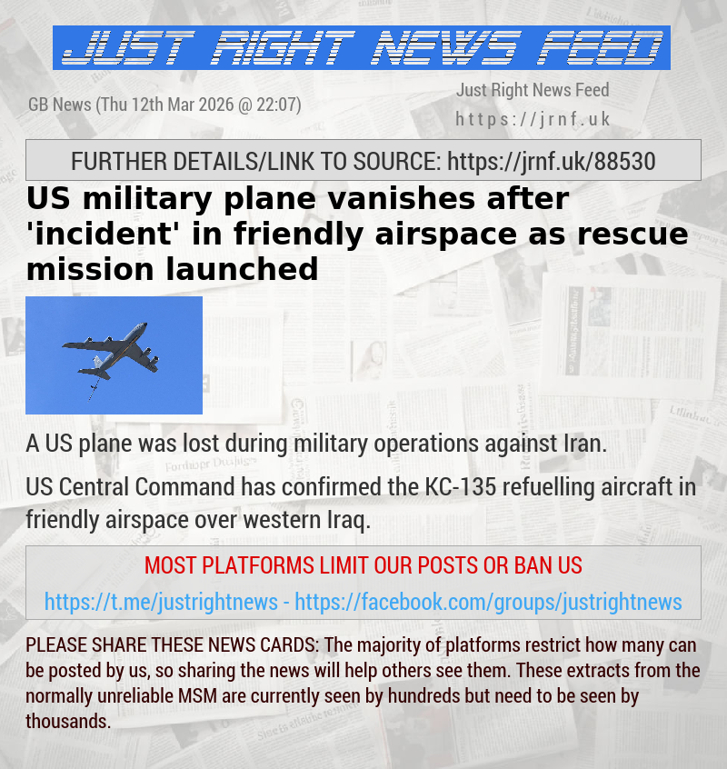 US military plane vanishes after ’incident’ in friendly airspace as rescue mission launched