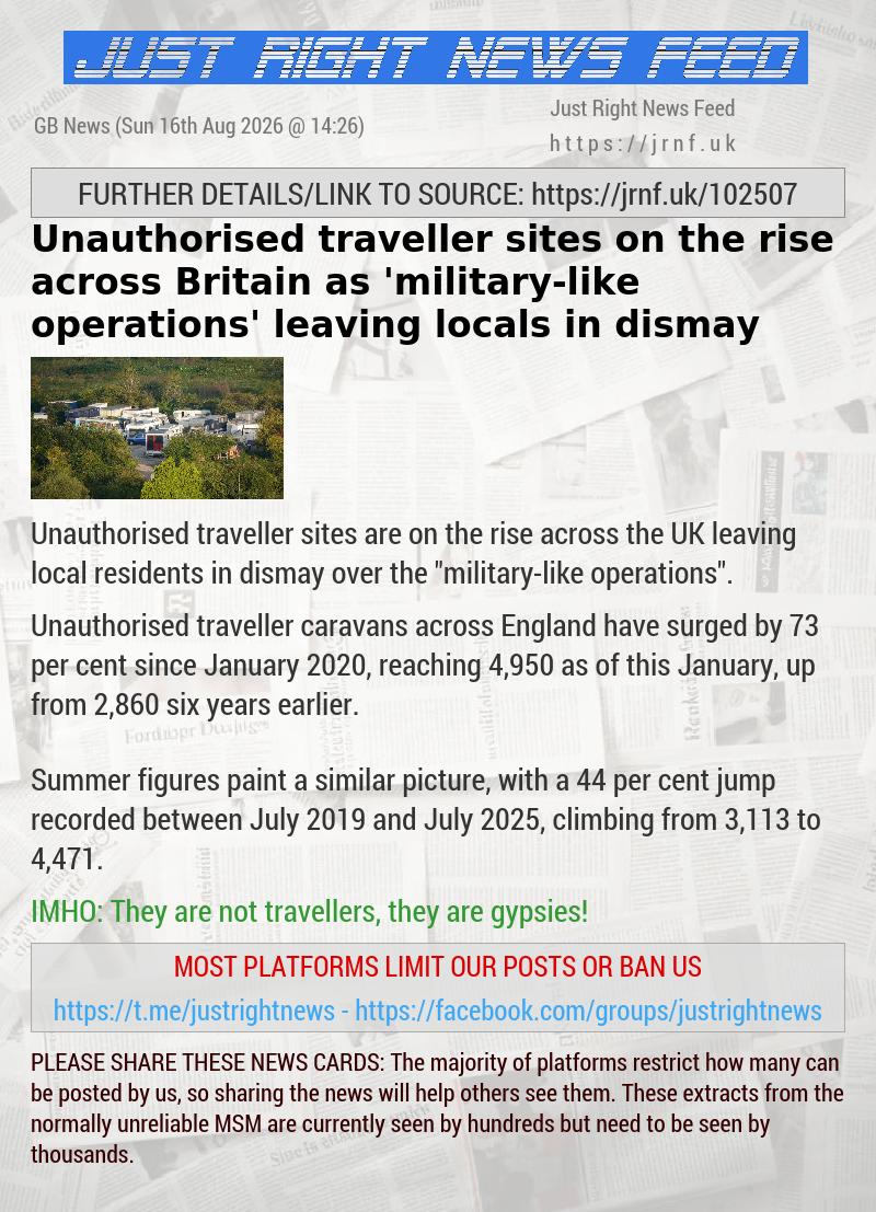Unauthorised traveller sites on the rise across Britain as ’military—like operations’ leaving locals in dismay