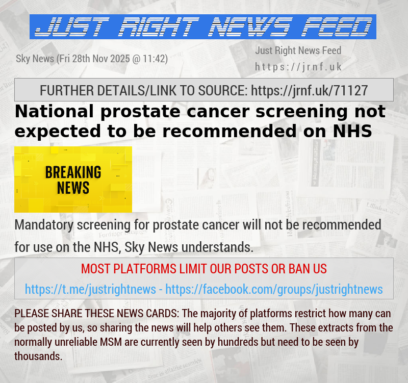 National prostate cancer screening not expected to be recommended on NHS