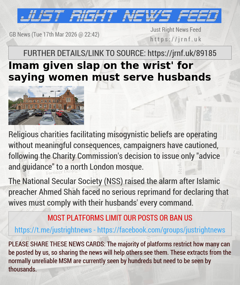 Imam given ‘slap on the wrist’ for saying women must serve husbands