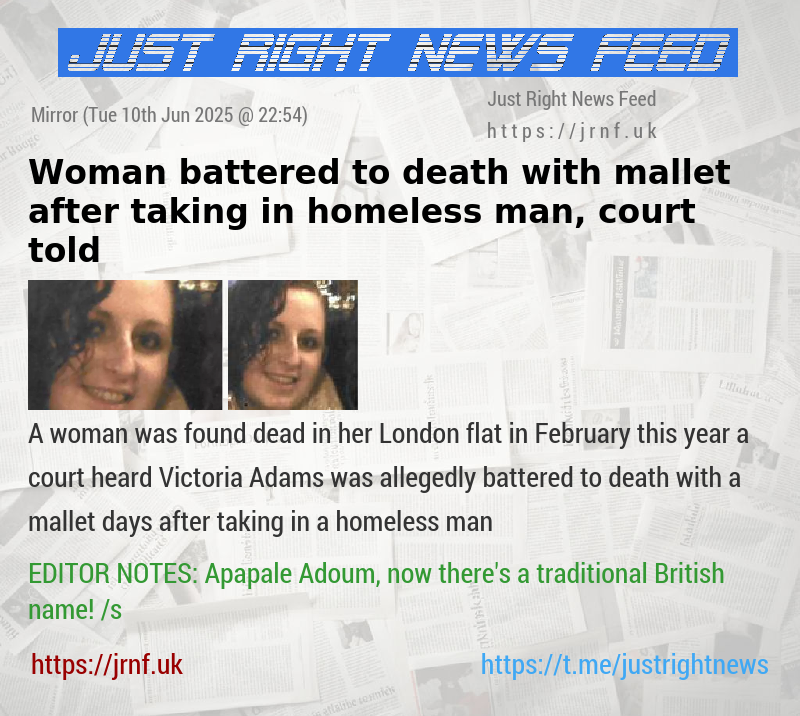 Woman battered to death with mallet after taking in homeless man, court told