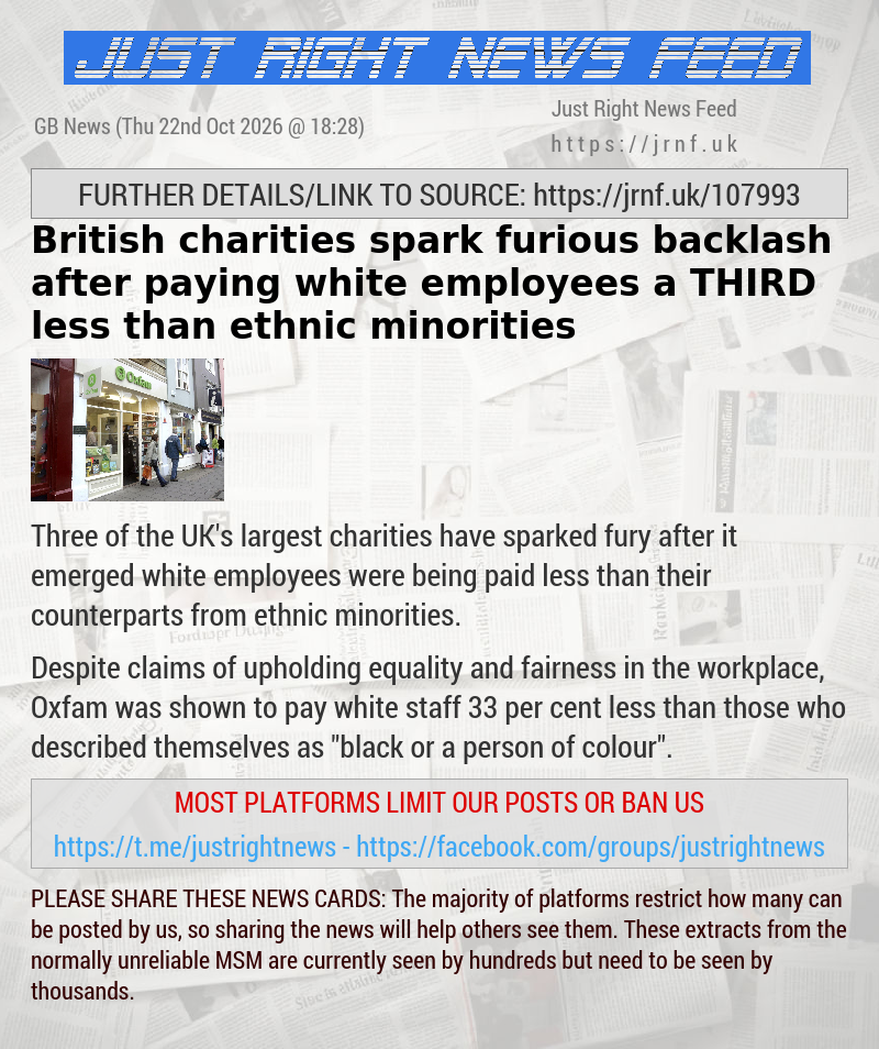 British charities spark furious backlash after paying white employees a THIRD less than ethnic minorities