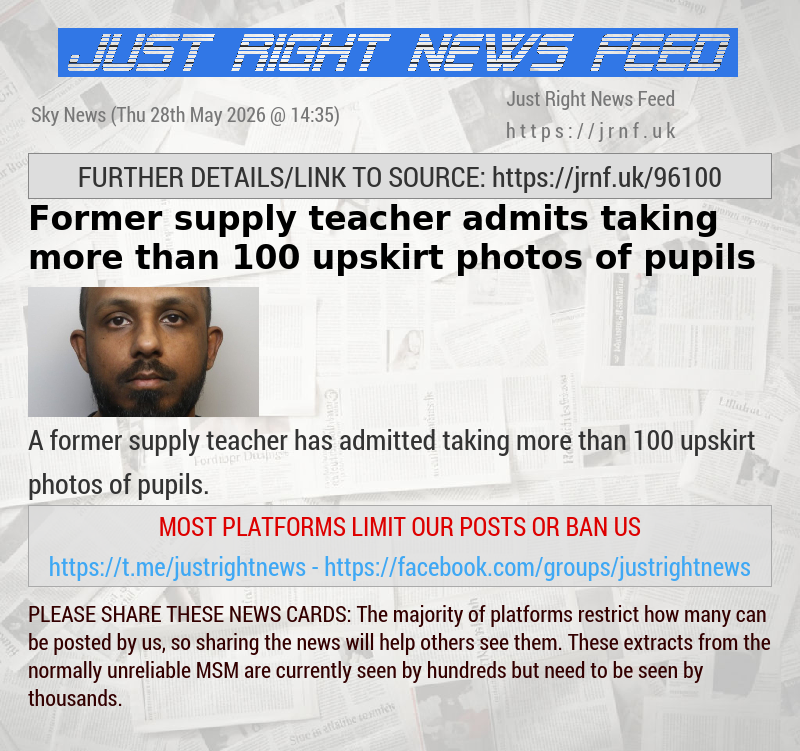 Former supply teacher admits taking more than 100 upskirt photos of pupils