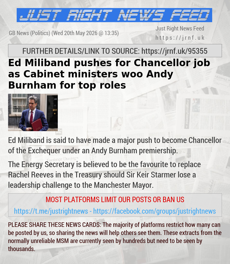 Ed Miliband pushes for Chancellor job as Cabinet ministers woo Andy Burnham for top roles