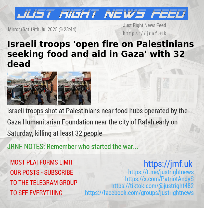 Israeli troops ’open fire on Palestinians seeking food and aid in Gaza’ with 32 dead