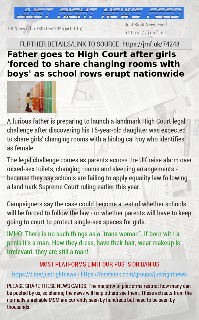 Father goes to High Court after girls ‘forced to share changing rooms with boys’ as school rows erupt nationwide